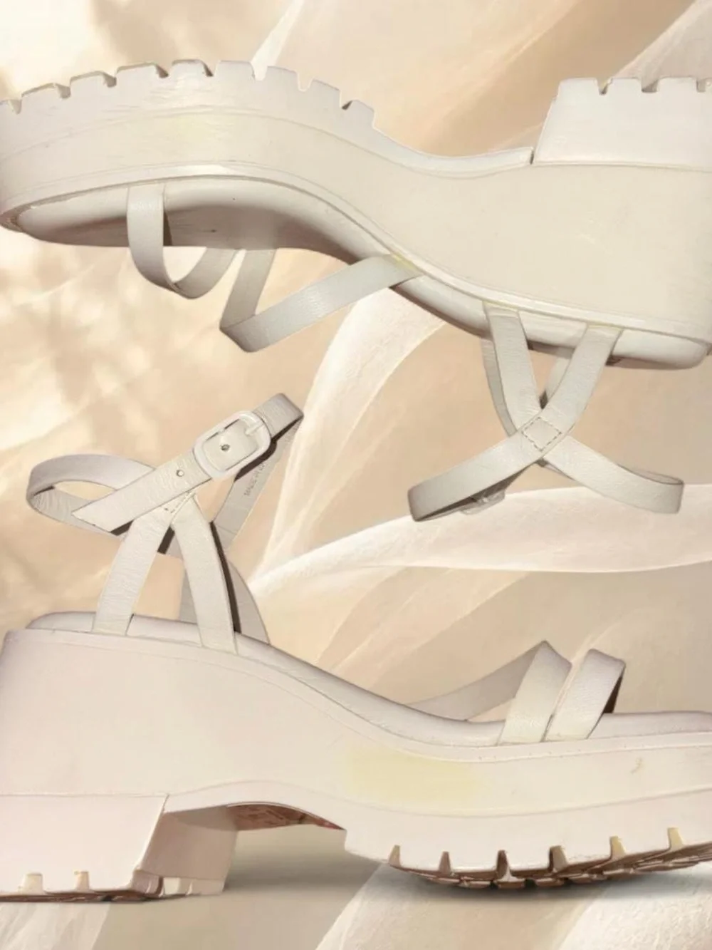 GB White Chunky Lug Sole Platform Sandals 5M